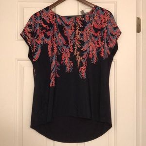 Blue floral print shirt sleeve shirt